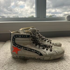 Golden Goose White and Cream High-Tops